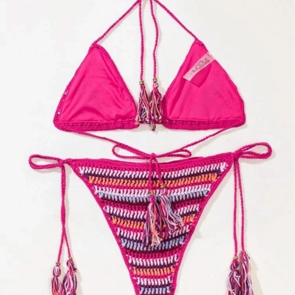 SHEIN Striped Knit Halter Bikini Swimsuit - Picture 4 of 4